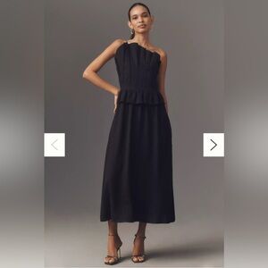 New English Factory One-Shoulder Peplum Midi Dress NWOT